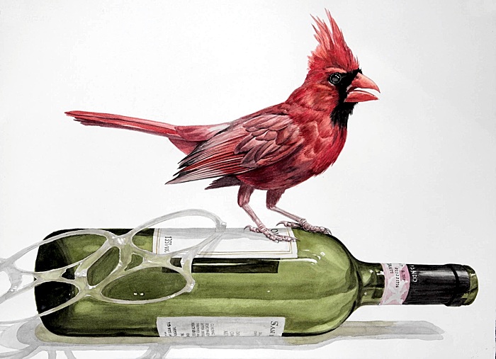 cardinal on bottle